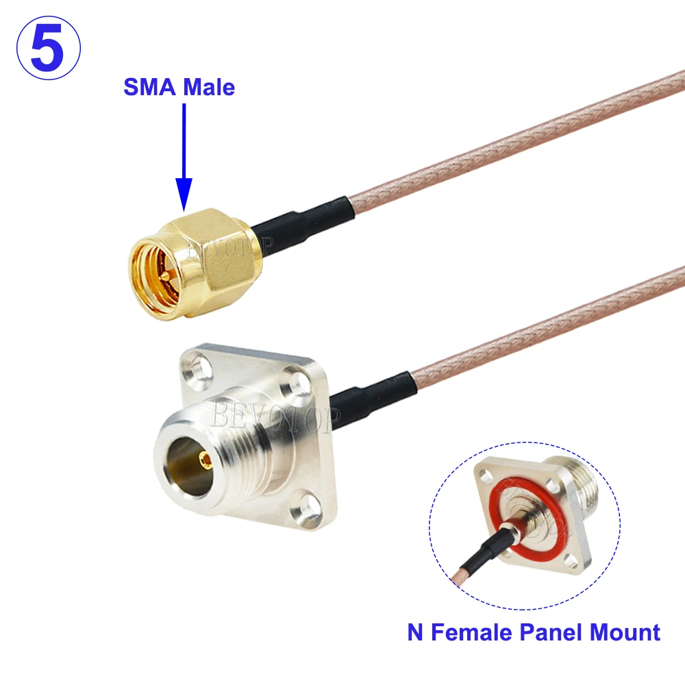 RG-316 N Female Panel 4 Holes to SMA Male/Female Connector 50 Ohm RG316 Cable RF Coaxial Pigtail 4G LTE Extension Jumper Pigtail