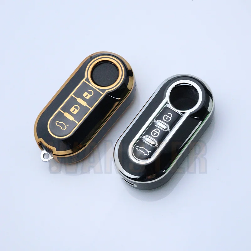 3 Bottons Tpu Car Key Fob Case Cover Shell for Fiat 500 Flip Folding Key Holder for FIAT Punto Panda Accessories