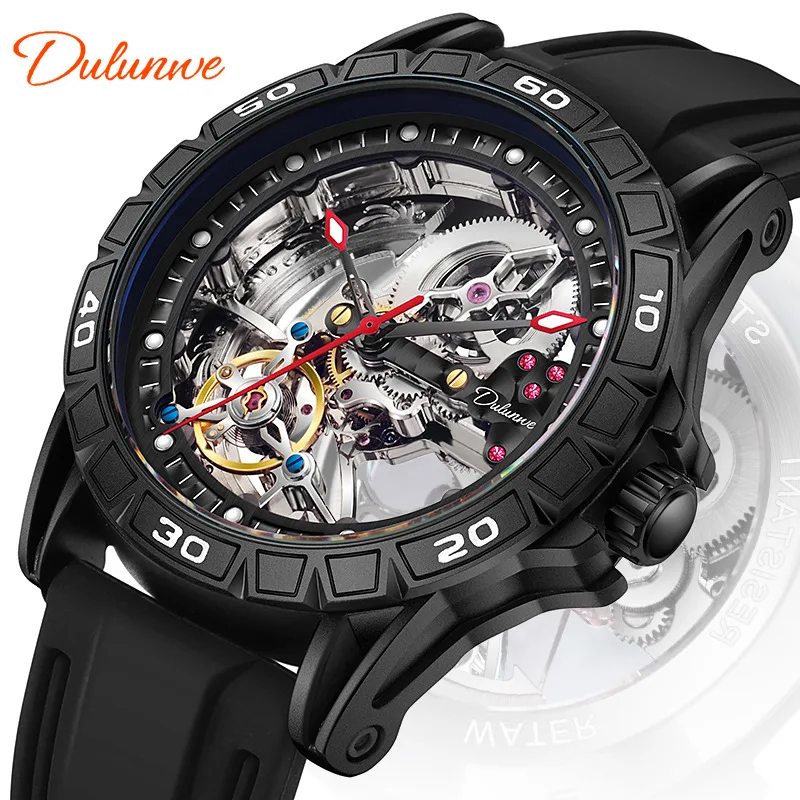Durenwei brand men's mechanical watches, new 2025 models, trendy skeletonized luminous high-end select watches.