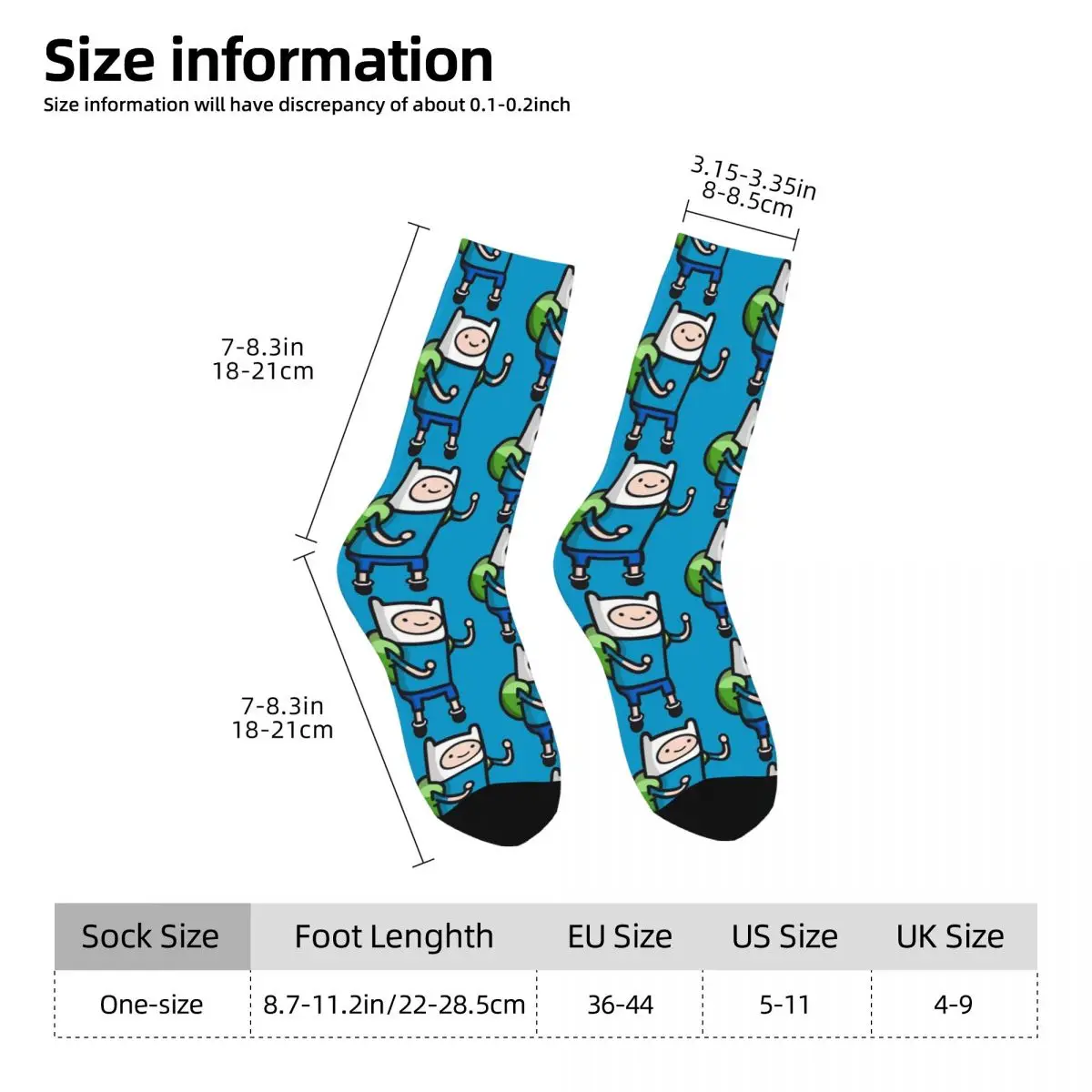 Calcetines de hombre Adventure Time televisión animada medias pequeñas Finn otoño Casual calcetines suaves transpirables ciclismo calcetines antideslizantes