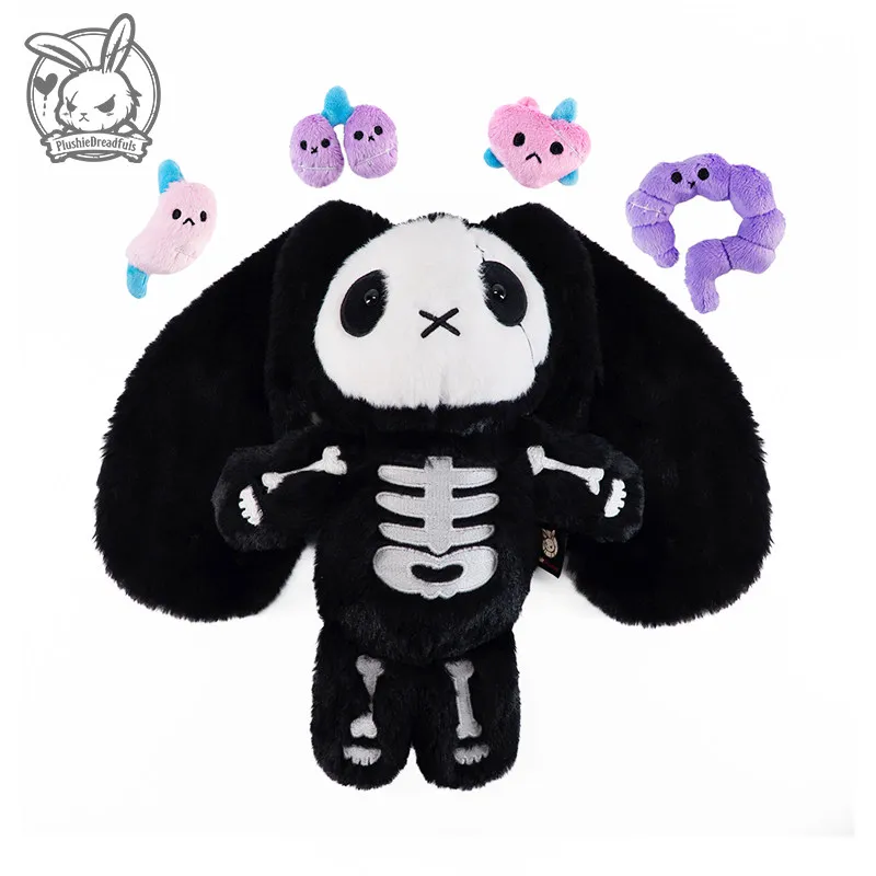 Plushie Dreadfuls Skeleton Bunny Plush Original Design Removable Organ Decor Soft Stuffed Toy Bag Charm Holiday Gift For Adult
