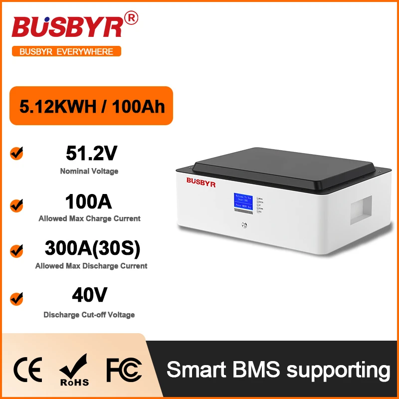 BUSBYR 5120WH Wine Stacking Style Battery Remote Control Home Energy Storage Systems for Charging Solar Generator