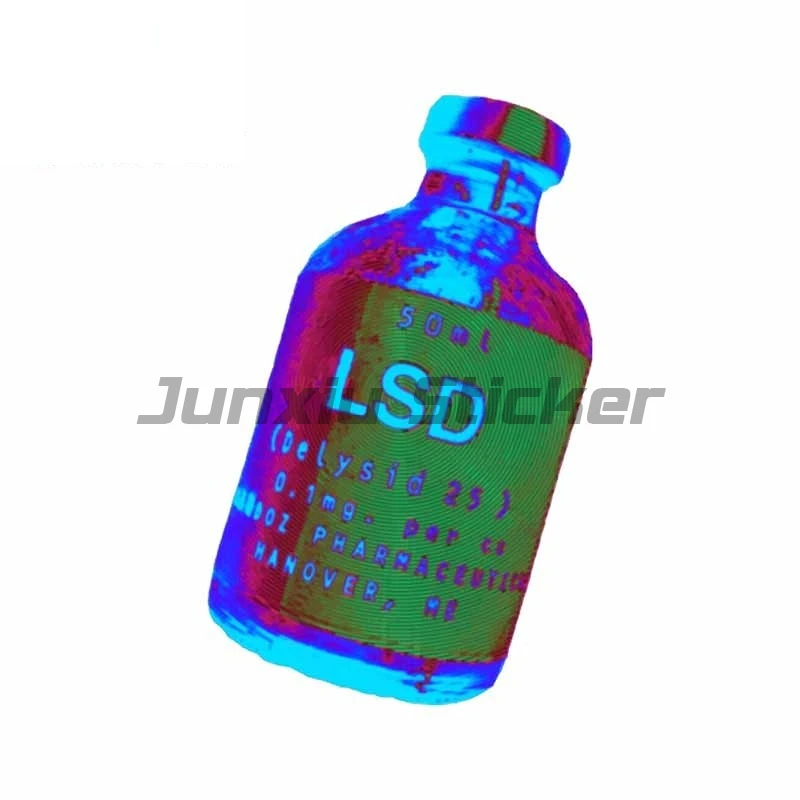 LSD Blue Glass Bottle Personality Car Stickers Bumper RV Scratch-Proof Cartoon Decal Car Decor Decal Vinyl Waterproof Material