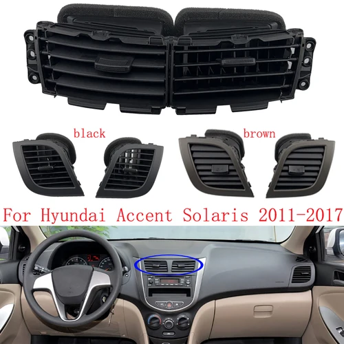 Imagen 1 del producto HAOCHEN salida de aire acondicionado Central usada para Hyundai Accent Solaris 2011-2017 salida de aire acondicionado plástico negro