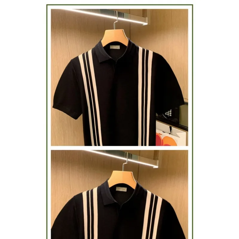 

2025 New Style Silk-knit Short Sleeve T-shirt, Summer Half-sleeve Men's Casual Oversized Top