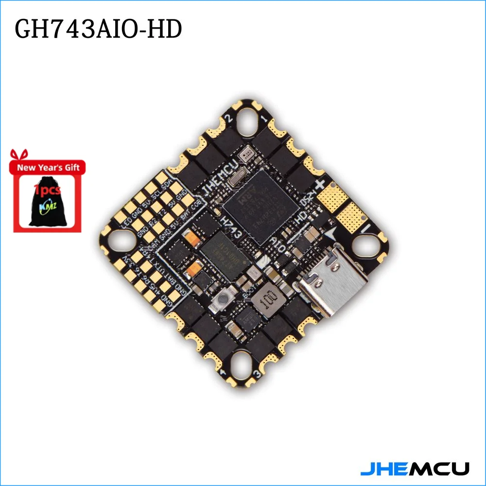 JHEMCU GH743AIO H743 Flight Controller AM32 40A / 50A 4in1 ESC 3-6S LiPo for FPV Freestyle Drones DIY Parts