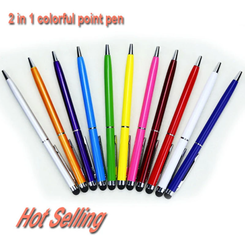 2000pcs/lot 2 In 1 Ball Point Stylus Touch Pen for iPad Itouch iPhone 13 12 11 Xs Max XR X For Cellphone Tablet PC Colorful Gift