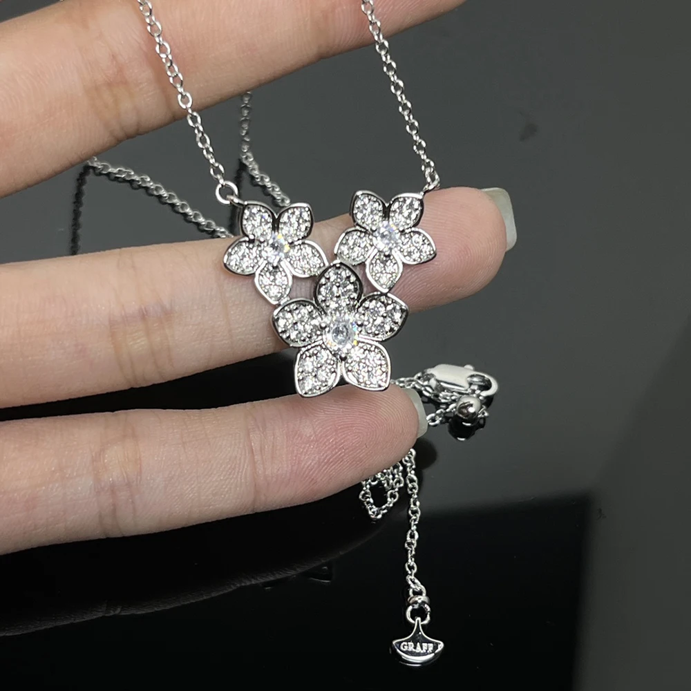 925 selling silver necklace, floral necklace. Luxurious necklace for attending cocktail parties