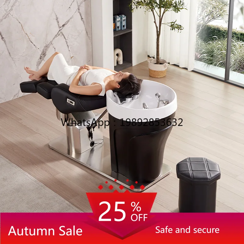 

YFY Hair Salon Haircut Shampoo Bed Shampoo Bed Semi-Reclining Hairdressing Ceramic Basin Special Shampoo Bed