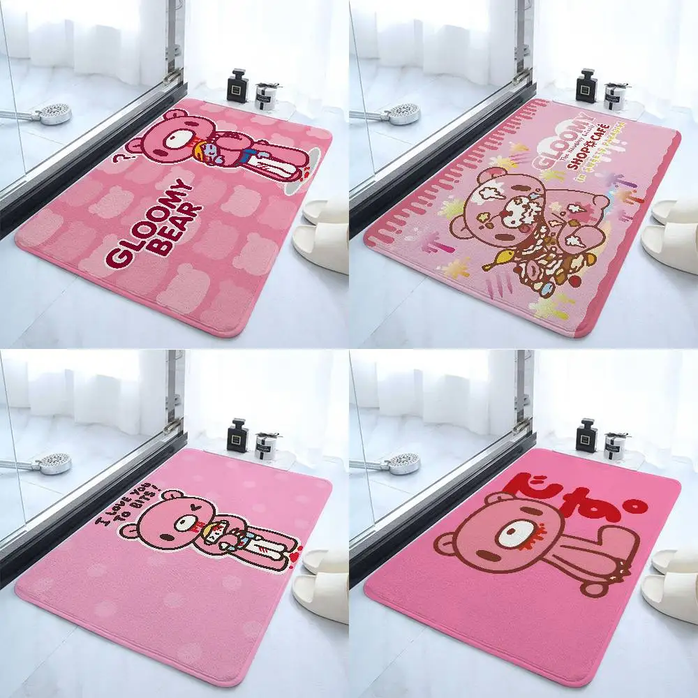 Niedliche G-gloomy Bear-Bodenmatte mit Muster, bedruckte Flanell-Fußmatte, geeignet für Badezimmer, Wohnzimmer, Heimdekoration