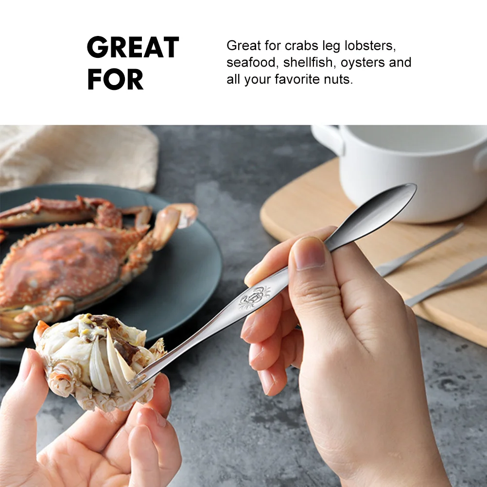 

5Pcs Stainless Steel Crabs Eating Tools Set Forks with Anti-Skid Grip Seafood Shell Peeling Forks for Home Restaurant