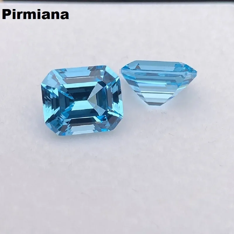 

Pirmiana Neon Blue Lab Grown Aquamarine Sapphire Emerald Cut Loose Gemstones for Diy Jewelry Making