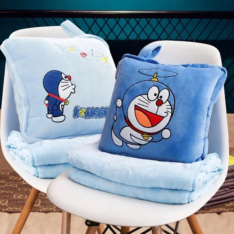 Three-in-one Doraemon Pillow Blanket Nap Cushion Office Pillow Two-purpose Air Conditioner Quilt Three-in-one in Car 100x170cm