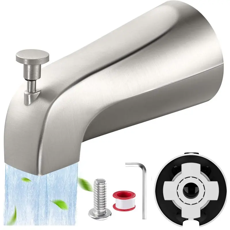 

BHBD-Pull Down Bathtub Tub Spout With Diverter, Universal Fit 1/2" Slip-Fit Copper Pipe Connection(Brushed Nickel)