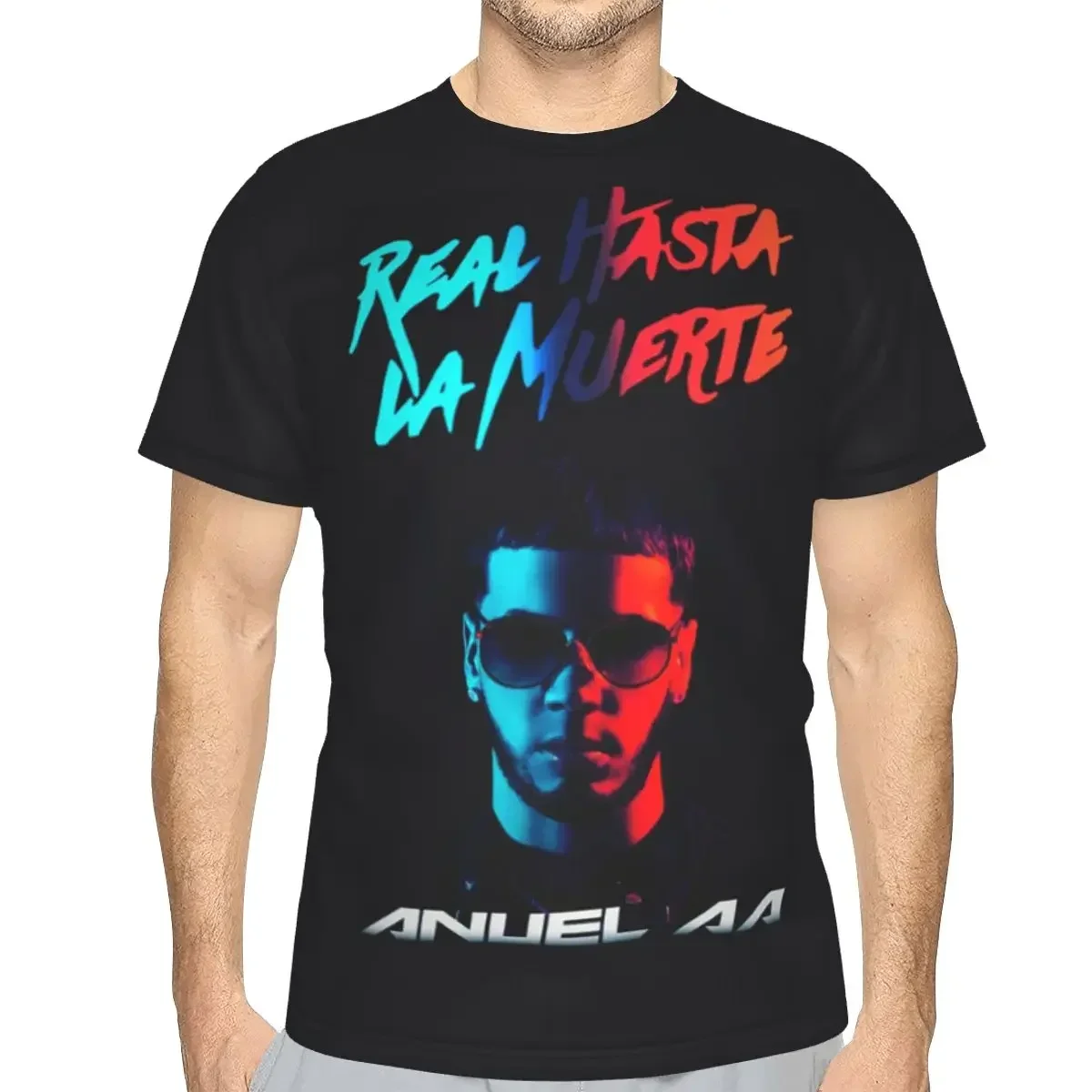 polyester Fashion Hot Rapper Anuel AA  T-Shirt Men's Fashion T Shirt Men Crew Neck Summer Shirts Tops