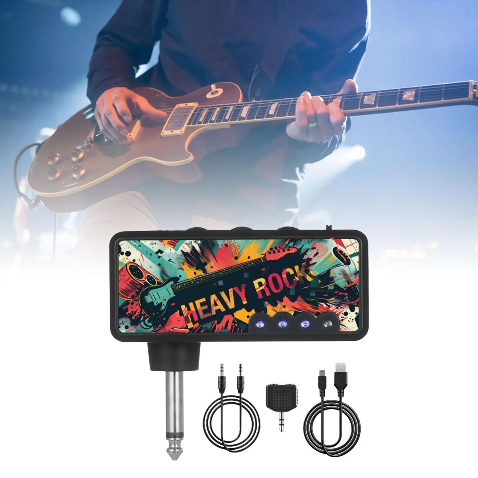 Guitar Headphone Amp Pocket Guitar Headphone Amplifier Portable Rechargeable for Practice Creativity Electric Guitar Recording