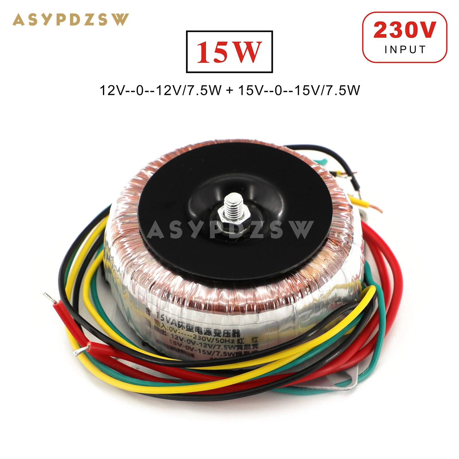 

15VA Low leakage magnetic pure copper 15W Toroidal transformer 15V--0--15V 12V--0--12V For Preamplifier