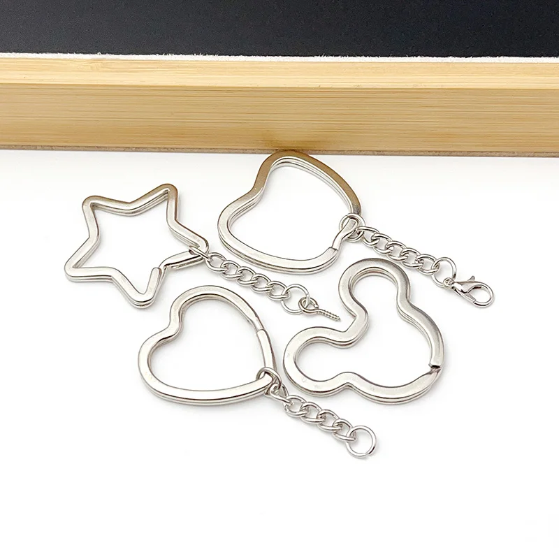 6 Teile/los Herz Stern Form Schlüssel Ring Kette Runde Flache Draht Offenen Ring Metall Schlüssel Ring DIY Auto Schlüssel Spielzeug Anhänger, der Kette Großhandel – Detail 13