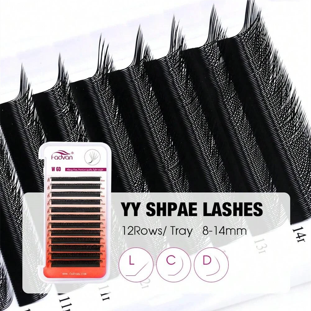 FADVAN New 6D-W Shaped C/D Curl Eyelash Extensions 0.07mm Soft Natural Professional Fake Lash High Quality Faux Mink Lashes