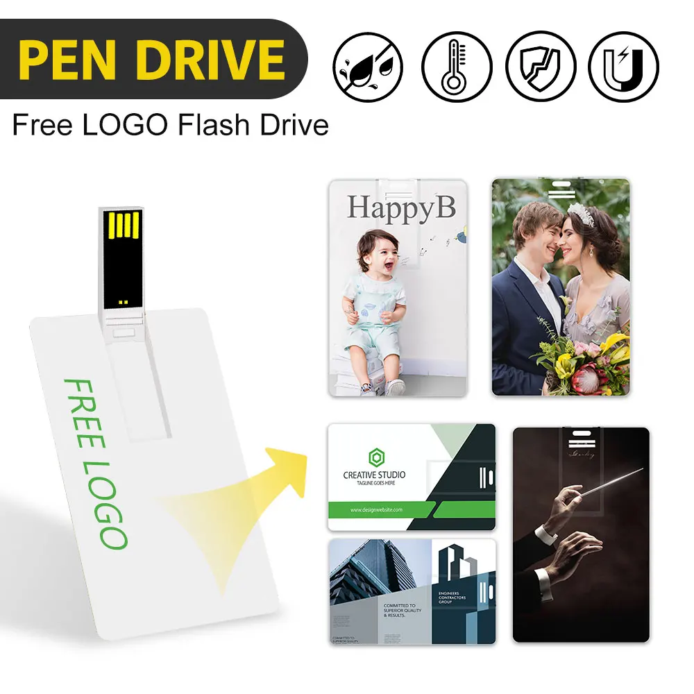 Hot sale 100Pcs Datarunner Bank Card USB Flash Drive  Pendrive 4GB 8GB 16GB 64GB 128GB Credit Card USB 2.0 Memory Stick U Disk