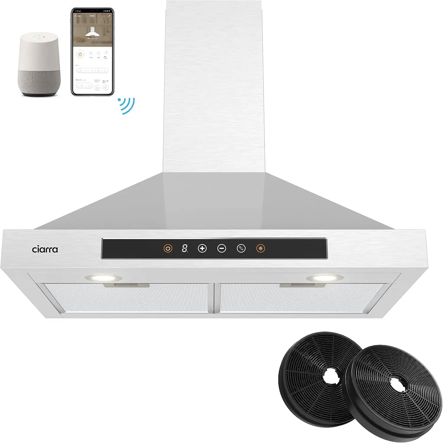 

Smart Ran Hood 30 inch with Voice Control Compatible with Alexa Google Home Smart Life Assistant Kitchen Vent Hood in Stainless