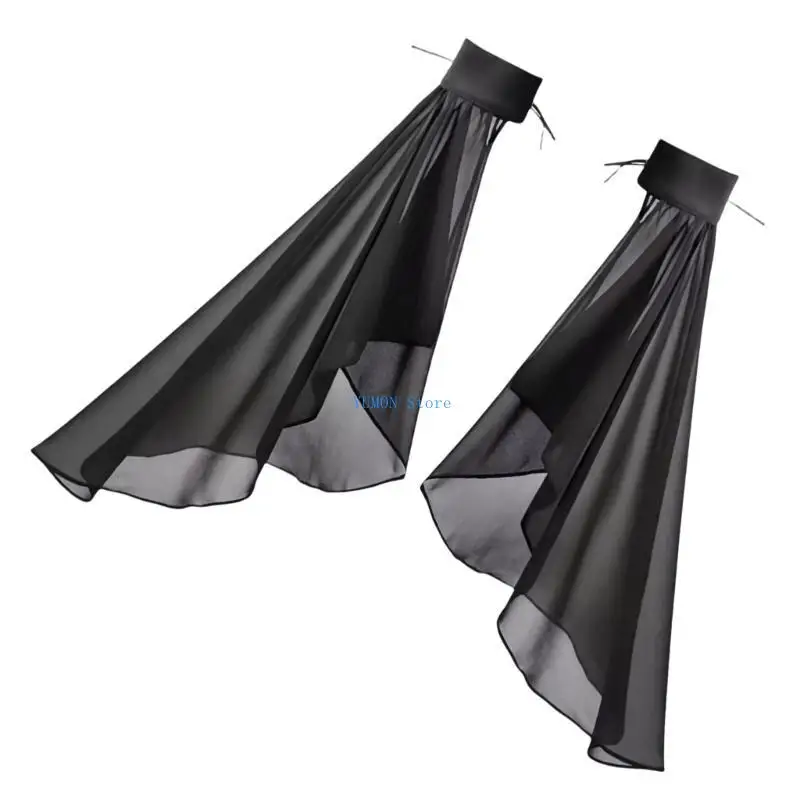 D0UD أنيق تول أسقف كم أكمام كاذبة شير المرحلة زي ملحق أبيض تكدرت كم طويل لحفل الزفاف