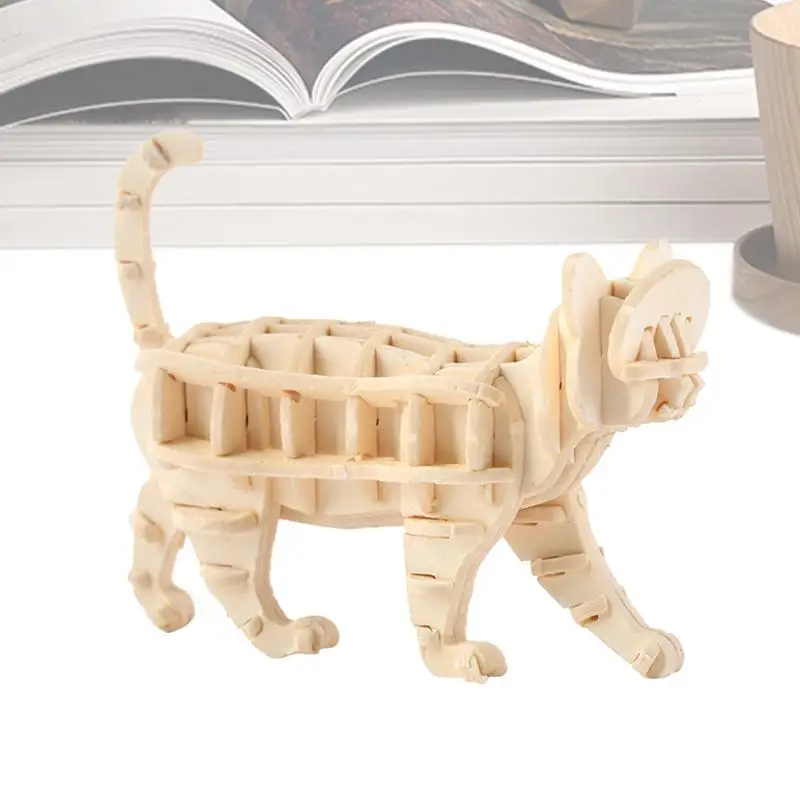 3D Sculpture Puzzle Walking Cat Paper Craft Statue Creative Cat Model Building Puzzle Interactive Cat Paper Construction Toys