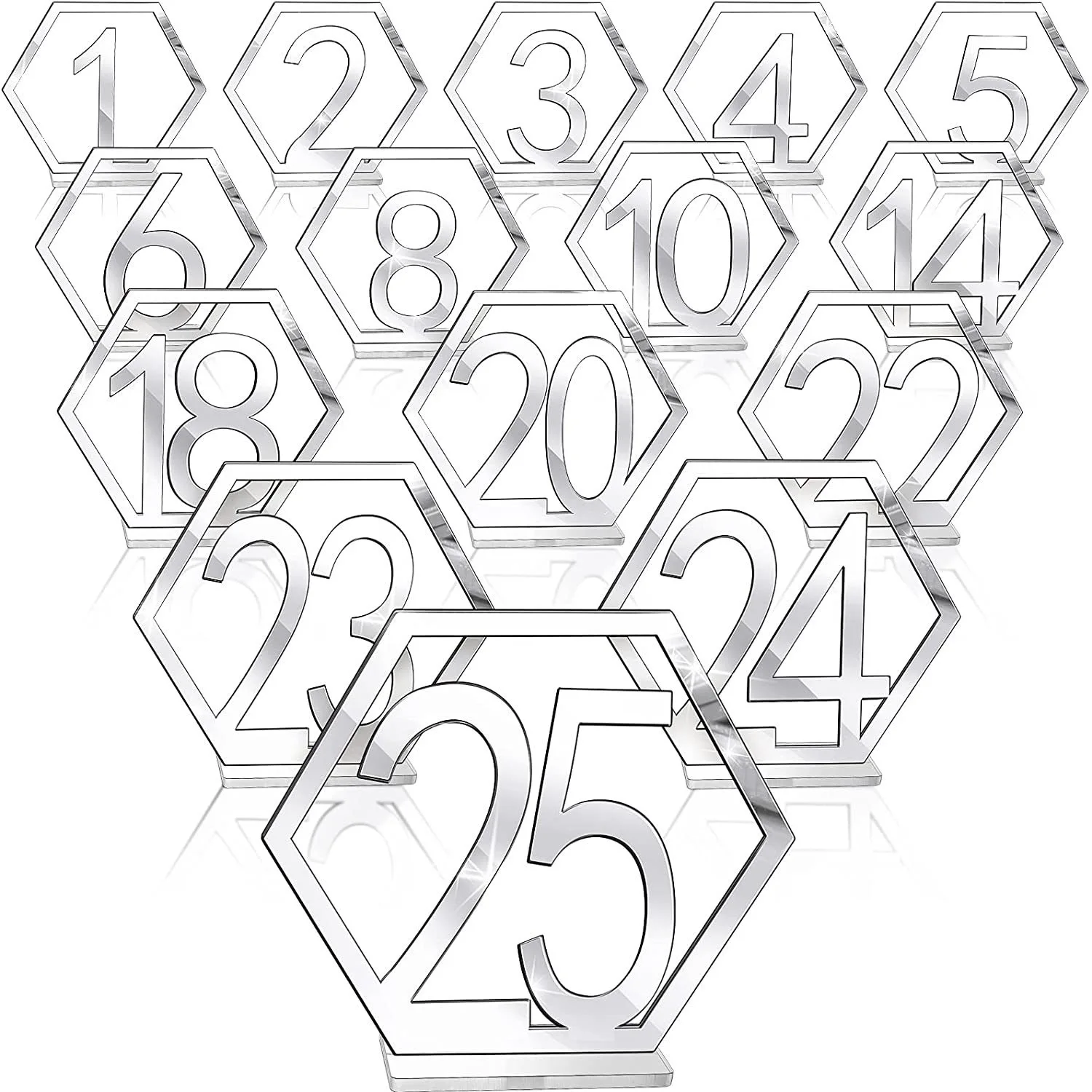 

10pcs Hexagon Acrylic Blank Place Cards Acrylic Table Numbers Sign for Wedding Table Decor