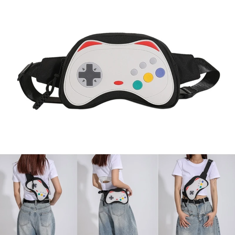 Game Controller Shaped Crossbody Shoulder Pack Chest Bag Black/White/Pink/Yellow 066F