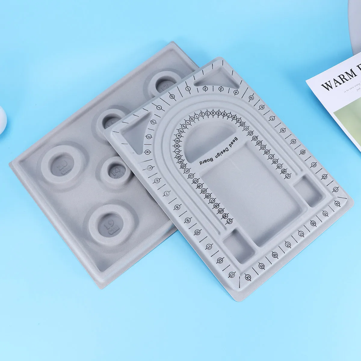 

Bracelet Sizer Board Bead Organizer Tray Flocked Jewelry Design Craft Tool 2PCS