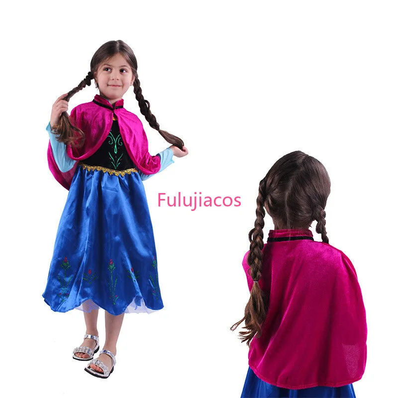 

Cosplay Anna cosplay Dress Girls Halloween Kids Party Dress Cloak
