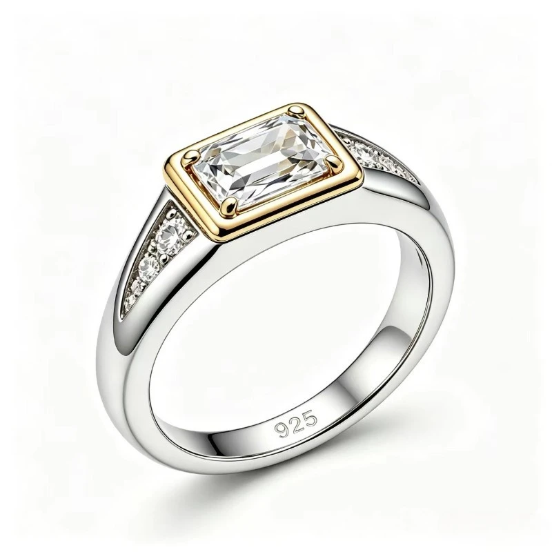 Solid 925 Sterling Silver Ring Fully Set with Moissanite Festive Gift Ideal for Any Occasion
