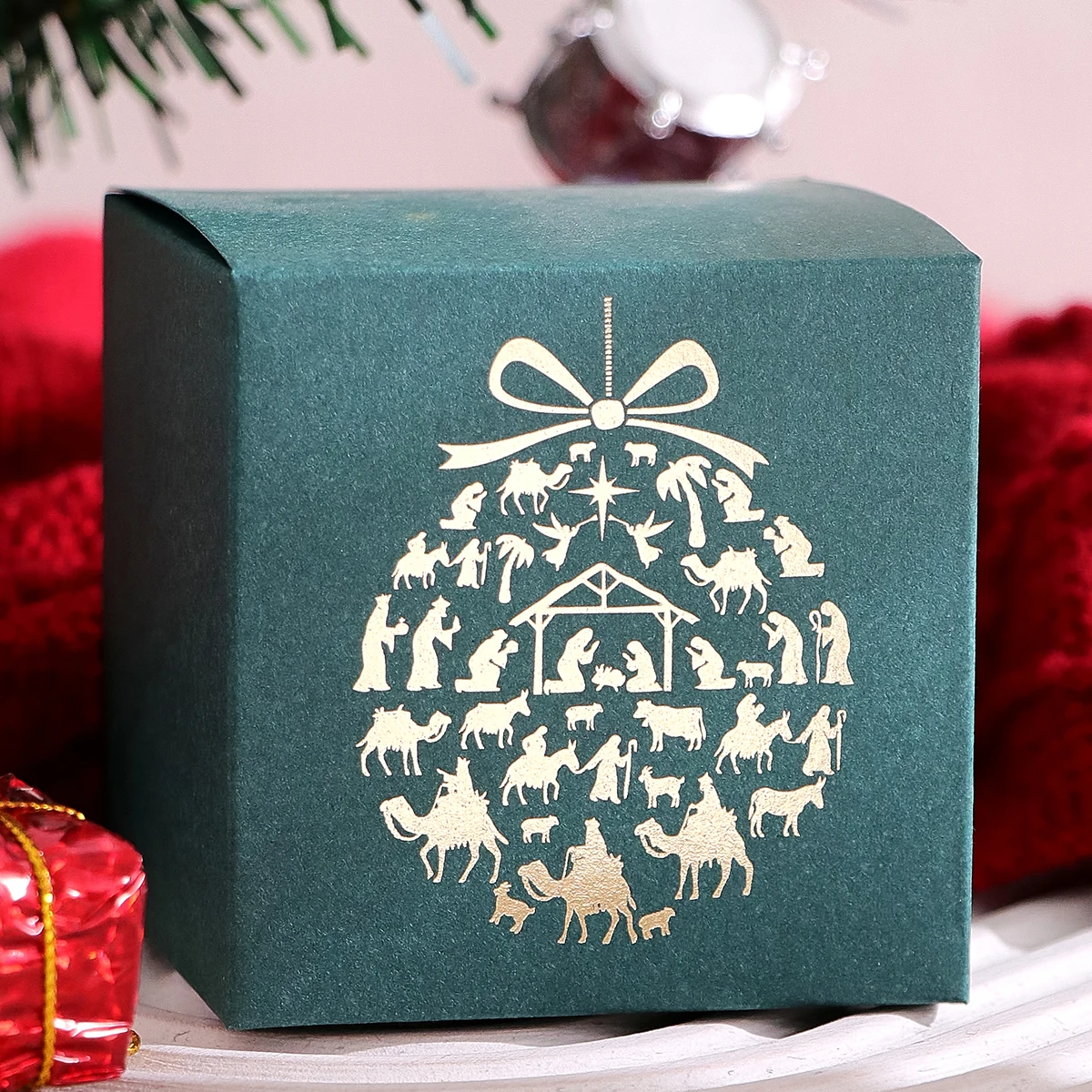 5 Stück/Packung Bunte Mini-Geschenkboxen, Dekorative Süßigkeitenboxen mit Goldfolienmustern, Party-Geschenktüten, Weihnachtsabend-Dekorationen – Detail 9