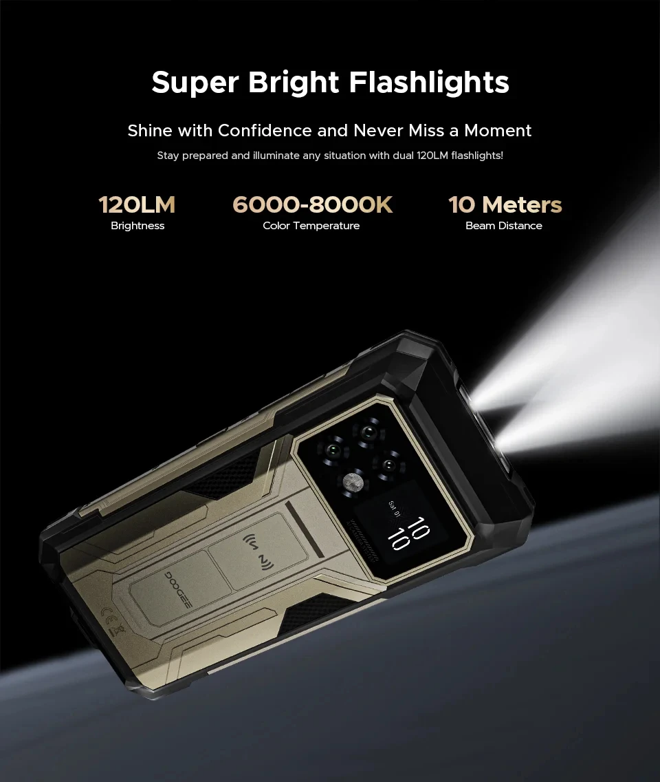 DOOGEE S200 Max Rugged Phone 6.72” 120Hz 1.32" Rear Display Telephon Portable 36GB+512GB 22000mAh 66W Smartphone Android 15 NFC