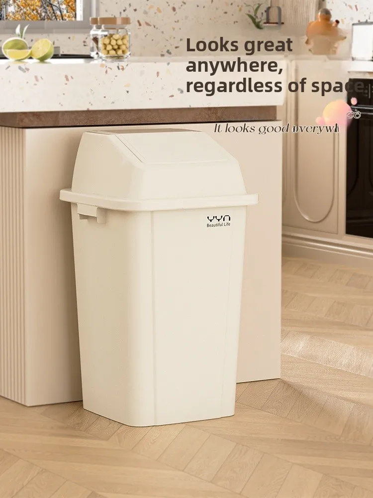 

Large Capaci Square Kitchen Outdoor Tra Can with Lid Swinging Lid Commercial Use 30L 50L Household Garden Bin