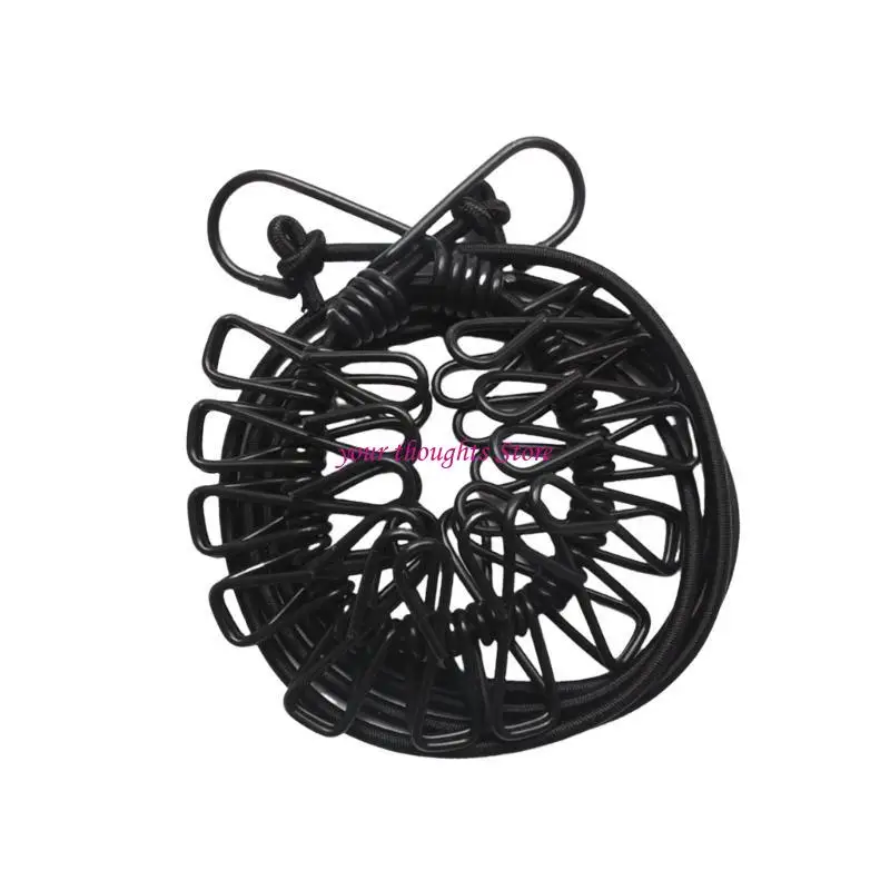 

Outdoor Clothesline With 12 Clip Hanging Laundry Drying Rope for Camping Travel 4XBB