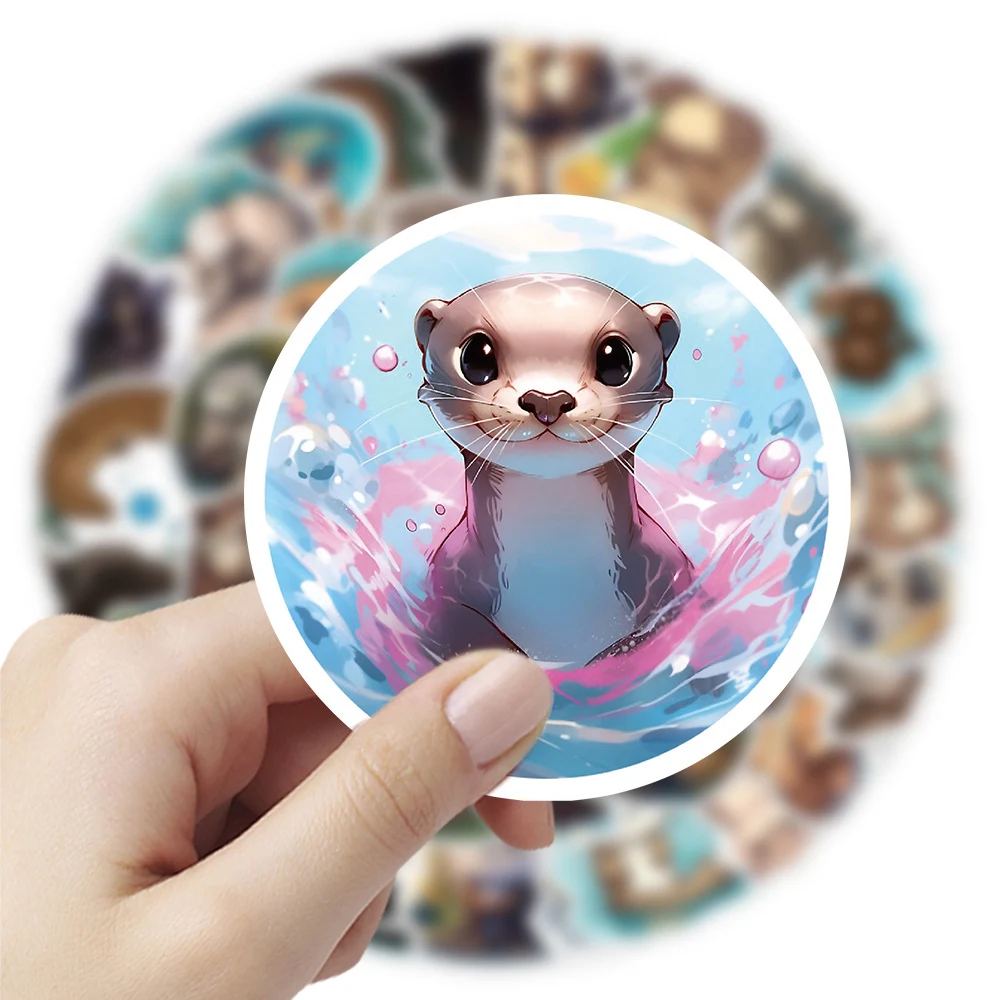 10/30/50pcs Creatives Otter Cartoon Stickers Kawaii Animal Anime Sticker Waterproof Skateboard Phone Bike Luggage Decal for Kids