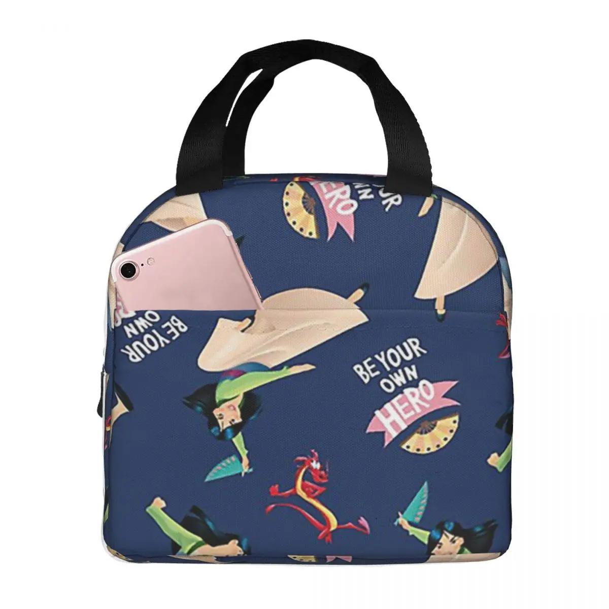 Mulan Be Your Own Hero borsa da pranzo isolata contenitore per pasti portatile borsa termica Lunch Box Tote Work Travel Food Bag