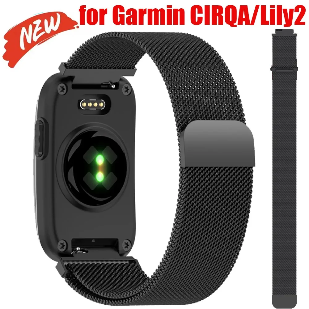 14mm Smart Band Metall-Milanese-Schlaufenarmband für Garmin CIRQA, magnetisches, komfortables Armband, verstellbar für Garmin Lily2, Gürtel Correa
