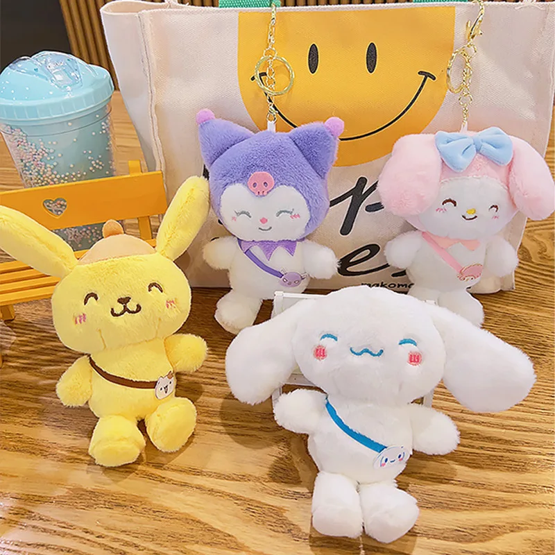 16cm Plush Sanrio Cinnamoroll Cute Doll Couple Keychain Pendant Grasping Stuffed Animal Doll Bag Pendant Gifts