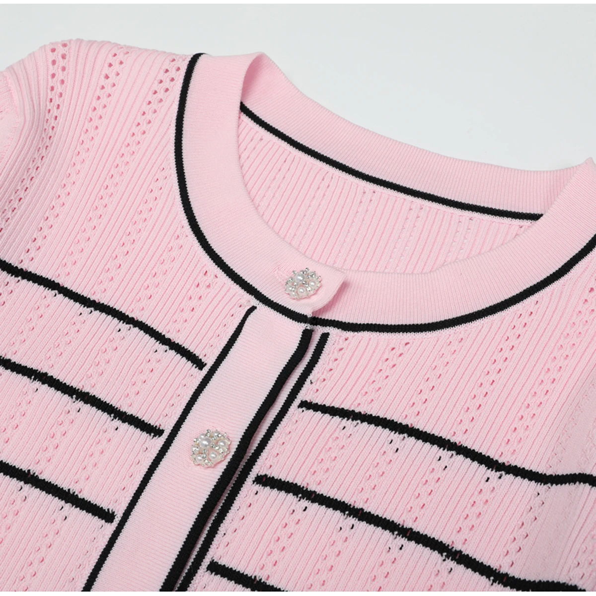 2623high-Quality Spring And Autumn New Style Knitted Round-Neck Waist-Controlling Striped Long-Sleeved Fish-Tail Dress For Women