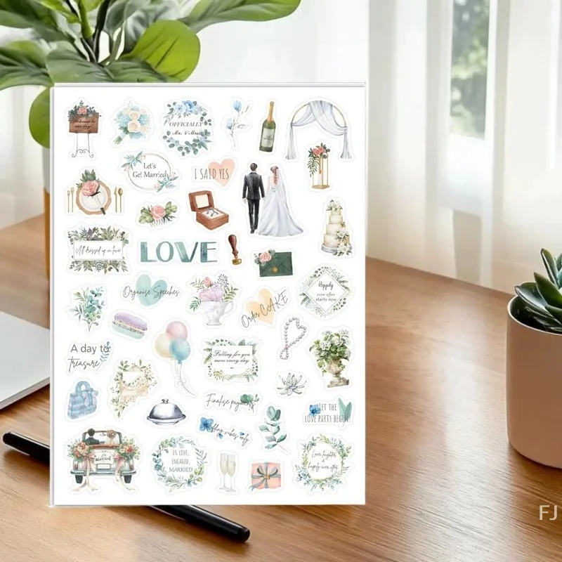

[YU]6sheet Wedding Bliss Stickers Romantic Wedding Theme Self-Adhesive Journal Sticker For Wedding Plan Scrapbooking DIY Decor