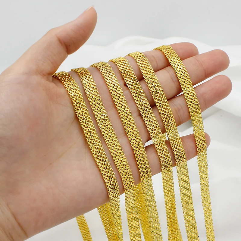 قلادة ربط سلاسل للنساء الرجال الذهب مطلي النحاس 45 سنتيمتر سميكة مجوهرات الأزياء ارتداء اليومي حفل زفاف هدية 5 صفوف