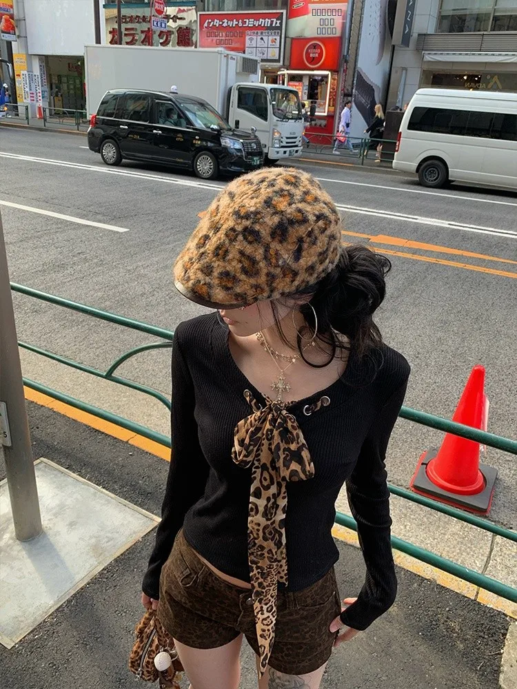 

Брюки ForLions American Street Sle с низкой талией и леопардовым принтом, повседневные брюки в стиле Spicy Girl, с высокой талией и молнией