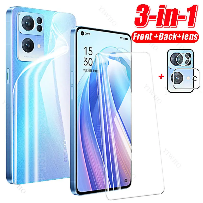 3in1 for OPPO Reno7 5G Screen Protector Hydrogel Film for Oppo Reno 7 Reno8 SE Pro Plus Lite Z 4G 5G Camera Lens Back Film Glass