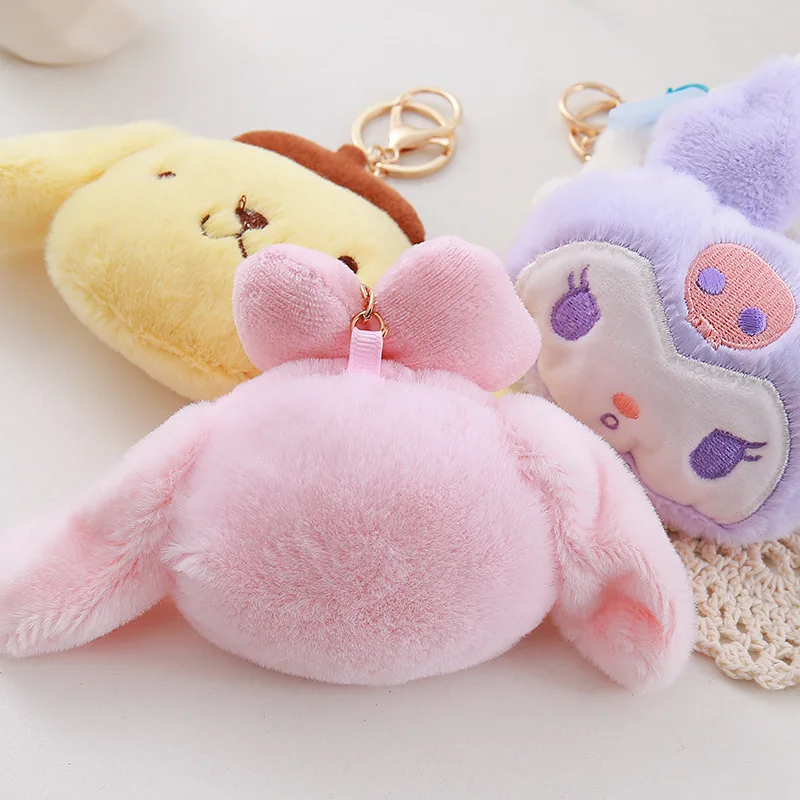 Sanrio Melody Kuromi พวงกุญแจตุ๊กตาน่ารัก Cinnamoroll ของขวัญคู่รักจี้ tas anak perempuan