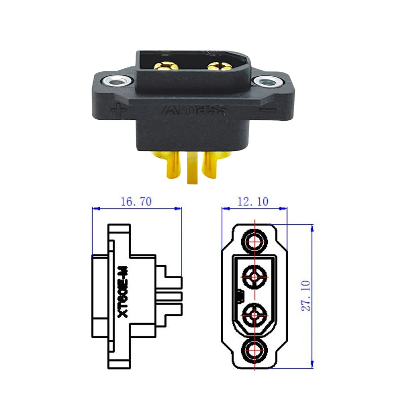 (5 PCS) Amass XT60IE-M Male / XT60I-F Female Aircraft Model Power Battery Plug Can Be Fixed With Nut Connector