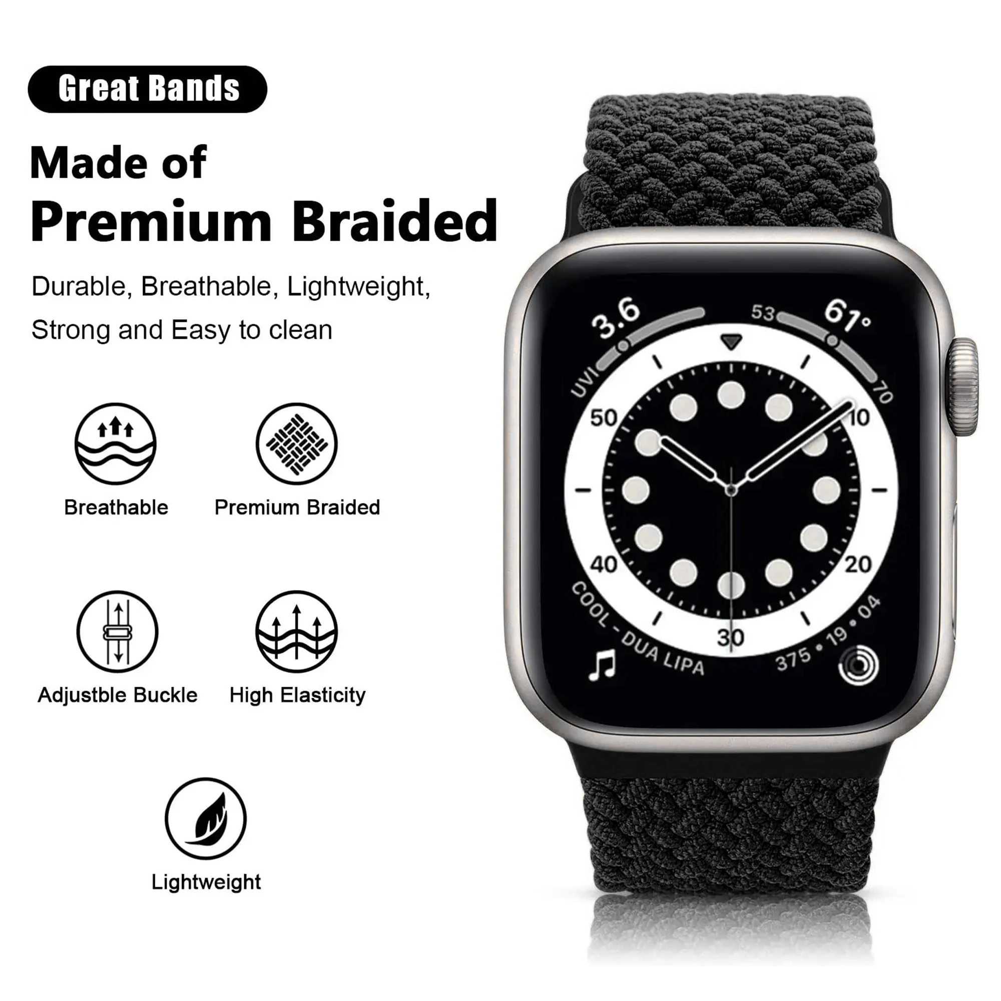 حزام حلقة منفرد مضفر لساعة أبل الترا 49 46 44 40 45 41 42 38 مللي متر شريط نايلون مرن لسلسلة iWatch 10 9 8 7 6 5 4 3 SE #3