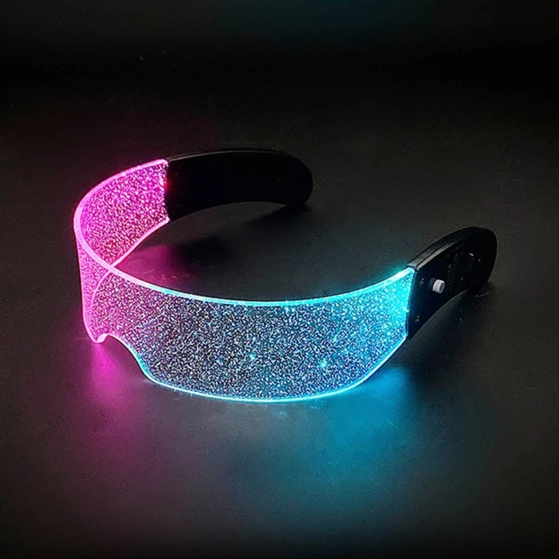 Unique Colorful Cyberpunk LED Visor Glasses Illuminating Sunglasses Holiday Cool Things Neon Lights Fun Glasses Illuminating Tri