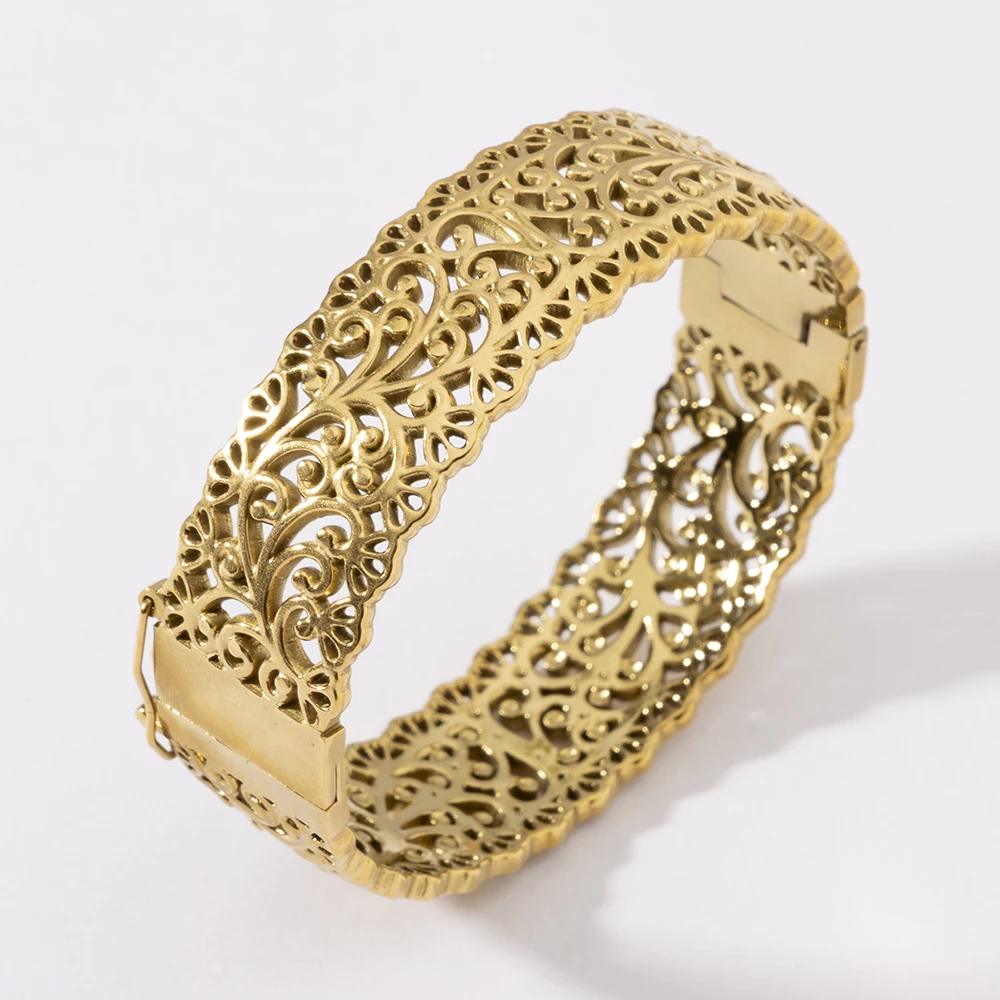 LUIZADA Bracelet plaqué or Vintage pour femmes Bracelet de luxe en acier inoxydable pour mariage africain nouvelle fiançailles de mariée exquise